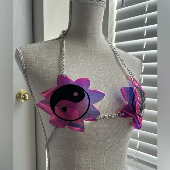 Dolls Kill Yin & Yang Iridescent Vinyl Flower Harness - Picture 3 of 6